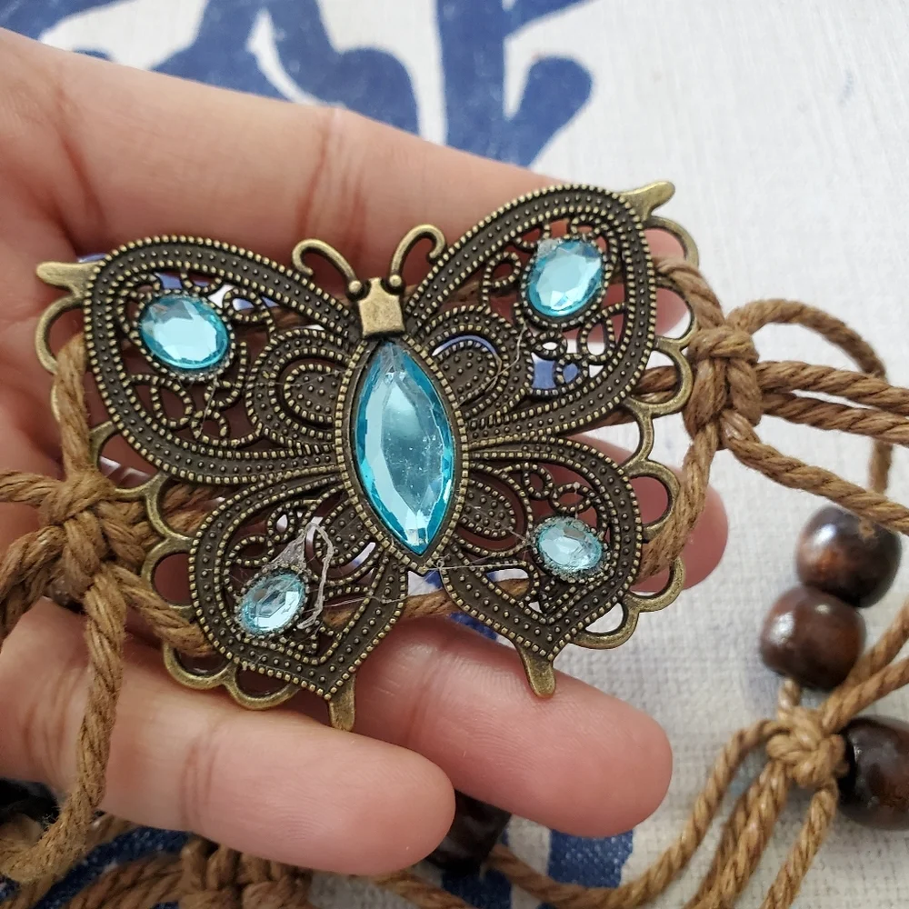 Boho Butterfly Flower Wax Rope Waistband